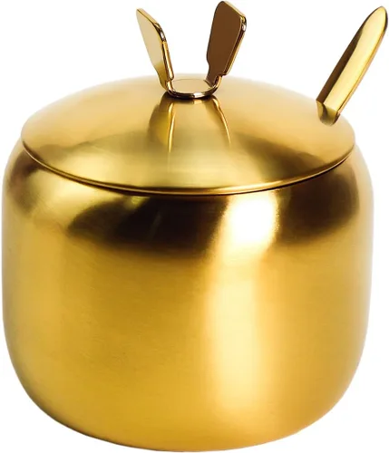 Vista 6 de 2 unidades de acero inoxidable azucarero especias tarro almacenamiento condimento olla con tapa cuchara