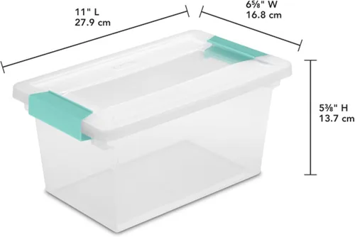Vista 3 de Sterilite Paquete de 16 cajas de clip, contenedores apilables de plástico transparente con tapas de cierre, tamaño mediano, suministros