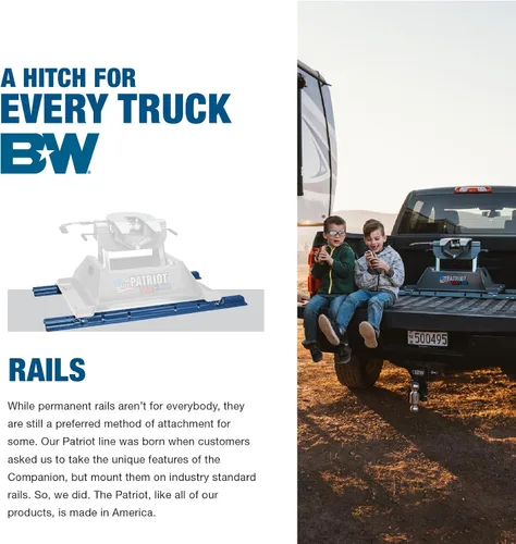 Vista 3 de B&W Trailer Hitches Patriot RVK3255 - Enganche de quinta rueda montado en riel de 18K