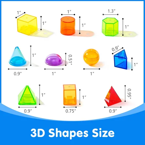 Vista 3 de 60 piezas de formas 3D para enseñanza - Manipulativos de mesa ligera - Formas geométricas para el aula