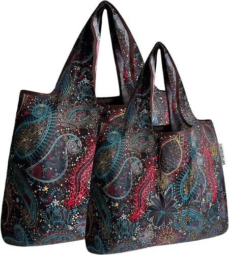 Vista 10 de Bowbear Bolsa de compras reutilizable de nailon plegable (juego de 2), cachemira colorida