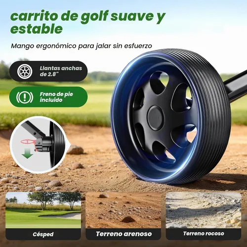Vista 5 de Carrito de golf ajustable de 2 ruedas – Carrito de golf junior para edades de 3 a adultos, soporte superior ajustable y altura de mango