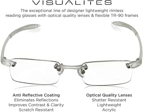 Vista 2 de Visualites Gafas de lectura ligeras sin montura para hombres y mujeres - Modelo - VIS 1 Cristal