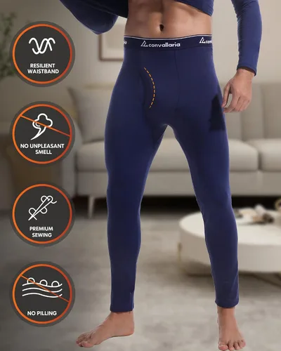 Vista 3 de CL convallaria Paquete de 2 calzoncillos térmicos largos para hombre, forro polar suave, capa base para clima frío, tallas XS-4XL