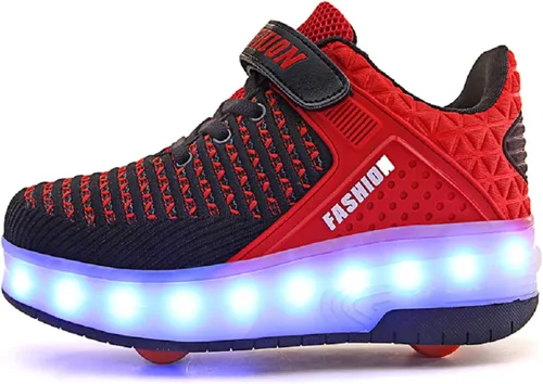 Vista 8 de Aikuass - Tenis con ruedas y luces LED recargables con USB para niñas y niños
