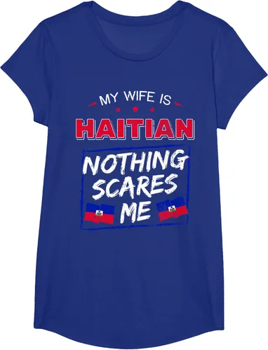 Vista 63 de My Wife Is Haitian Republic of Haiti Heritage Roots - Camiseta con bandera, Negro, S
