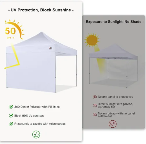 Vista 4 de ABCCANOPY - Toldo desplegable para el sol 10'x 10', pared lateral de 10' (1 panel), más de 15 colores, con cintas para sujetar de la estructura