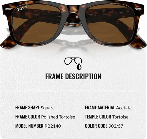 Vista 3 de Ray-Ban RB2140 ORIGINAL WAYFARER CLASSIC - Gafas de sol de forma cuadrada con kit oficial de gafas