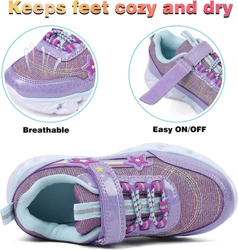 Vista 3 de SPR&JOY Zapatos con luz para niños y niñas, ligeros, transpirables, antideslizantes, tenis deportivos con luces LED intermitentes para niños pequeños