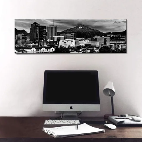 Vista 6 de Arte de Pared de Arizona para Oficina Decoración Negro y Blanco Imágenes de Paisaje Urbano de Tucson para Dormitorio Impresiones en Lienzo