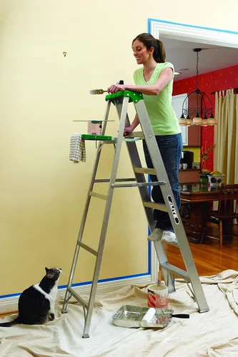 Vista 9 de LITE Escalera de aluminio de 6 pies con bandeja de herramientas, capacidad de carga de 225 libras, tipo II, LP-2211-06