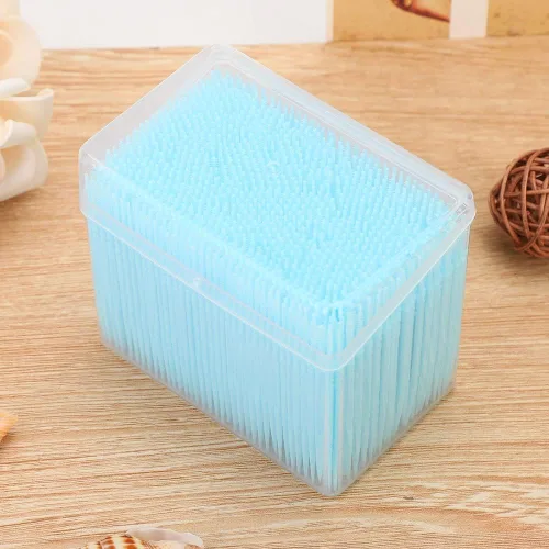 Vista 6 de 1100pcs Double Head Plastic Toothpick, Teeth Cleaning Tooth Picks Oral Care Floss Pick Floss Interdental Brush with Box (Blue)