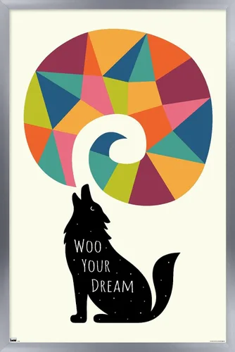 Vista 17 de Trends International Andy Westface - Wolf Woo Your Dream Wall Poster, 22.4L x 14.7W, Barnwood Framed Version