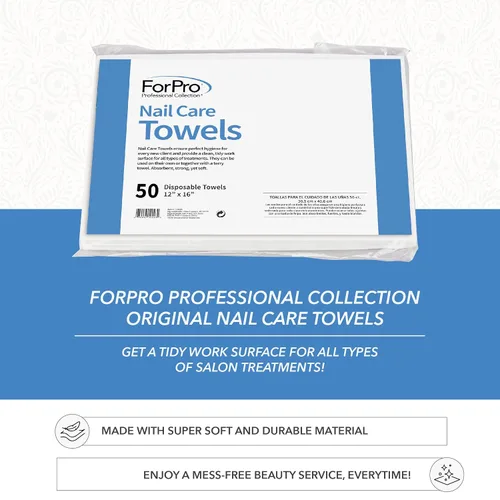 Vista 3 de ForPro Professional Collection Toallas originales para el cuidado de uñas para manicura y pedicura, sin pelusa, toallas desechables, 12 x 16