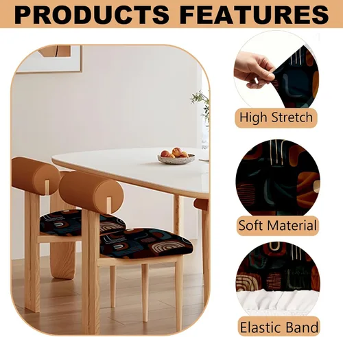 Vista 3 de Fundas de asiento para silla, impermeables, elásticas, estampadas, con lazos elásticos, extraíble, lavable, protector para sillas tapizadas de Negro