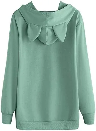 Vista 2 de Sudadera con capucha para mujer, de manga larga, con corazón, sudadera con capucha