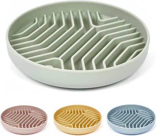 Vista 9 de Comederos de alimentación lenta para perros 2 piezas, cuencos de alimentación para perros de rompecabezas de silicona con ventosas, antiahogo Azul
