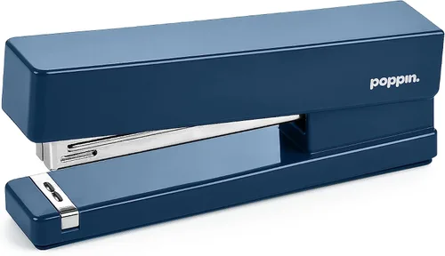 Vista 7 de Poppin Juego de iniciación de escritorio, color azul pizarra, incluye grapadora, dispensador de cinta, vaso para bolígrafo de dos compartimentos
