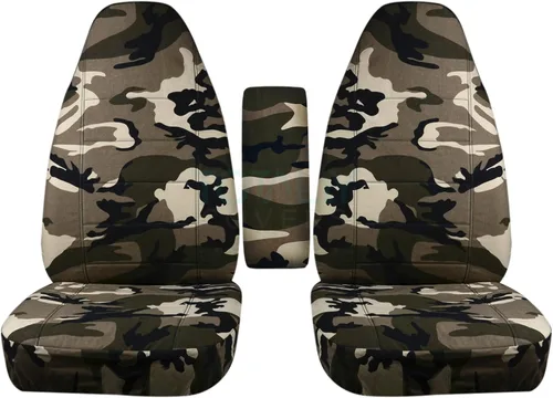 Vista 9 de Totally Covers Compatible con Ford Ranger/Mazda Serie B 2004-2012, fundas de asiento de cubo de camión de camuflaje con funda para reposabrazos beige