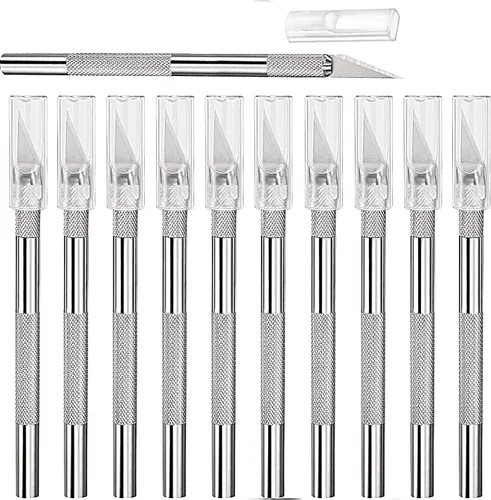 Vista 8 de Juego de 15 cuchillos Exacto, cuchillos para pasatiempos, suministros de regreso a clases, kit de cuchillos para manualidades, manualidades, álbumes