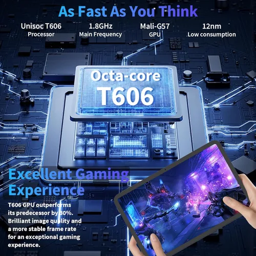Vista 9 de Tablet Android 15 2026, tableta de 10 pulgadas con teclado, 26GB+256GB+2TB Negro
