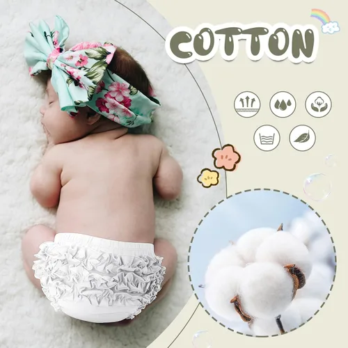 Vista 2 de Durio Bloomers para niñas pequeñas, fundas de pañales con volantes para niñas, lindos pantalones cortos de algodón para niñas