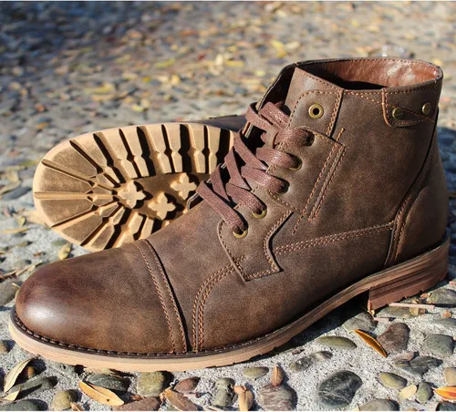 Vista 5 de Polar Fox Ronny MPX806037 - Botas de combate clásicas para motocicleta con cordones para hombre