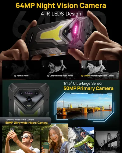 Vista 6 de Ulefone Armor 34 Pro 5G - Teléfono inteligente resistente con proyector de 150 lúmenes, 32GB+512GB ROM/2TB, 25500mAh 66W, Android 15, 6.95" 120Hz