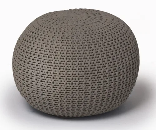 Vista 6 de Urban Shop Puf redondo tejido, Microfibra, Gris