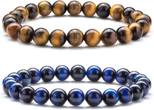 Vista 36 de Pulsera de triple protección, ojo de tigre malvado de ojo y obsidiana negra de 0.315 in, pulsera curativa para hombres y mujeres, pulsera curativa