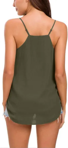 Vista 44 de Camiseta de chifón con tirantes delgados ajustables y cuello en V