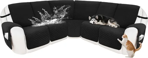 Vista 43 de Fundas para sofá modular reclinable, de terciopelo en forma de L, funda de consola central para perros y mascotas, lavable antideslizante, 1 funda