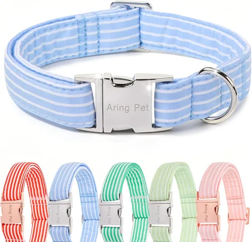 Vista 196 de Aring Pet Collar de algodón, ligero y ajustable, con hebilla de liberación rápida, para perros pequeños, medianos y grandes, para cachorros, S, Hoja