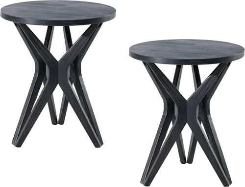 Vista 9 de Mesa auxiliar estilo rústico con pedestal, superficie envejecida con base de trípode, mesita de noche para sala de estar, moderna, decoración boho