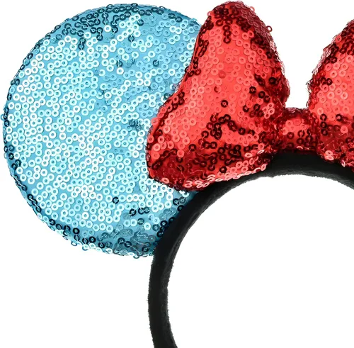 Vista 6 de A Miaow Diadema de Orejas de Ratón Negro 3D con Lentejuelas MM Purpurina Mariposa Hebilla para Cabello Suministros del Parque Adultos Mujeres