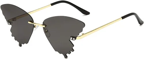 Vista 2 de Gafas de sol de mariposa para mujereshombres de gran tamaño sin montura gafas de lujo tendencia ojo de gato gafas de sol Streetwear UV400