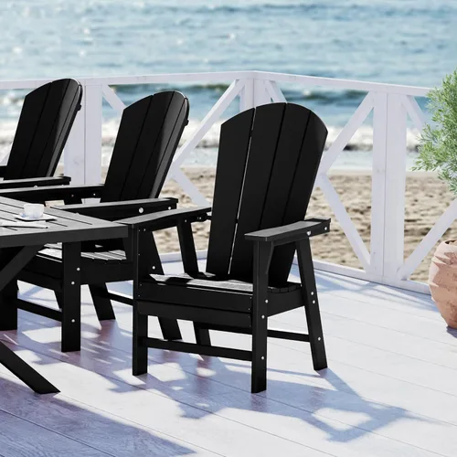 Vista 20 de WestinTrends Malibu Outdoor Patio HDPE Adirondack Silla de comedor para patio, color negro