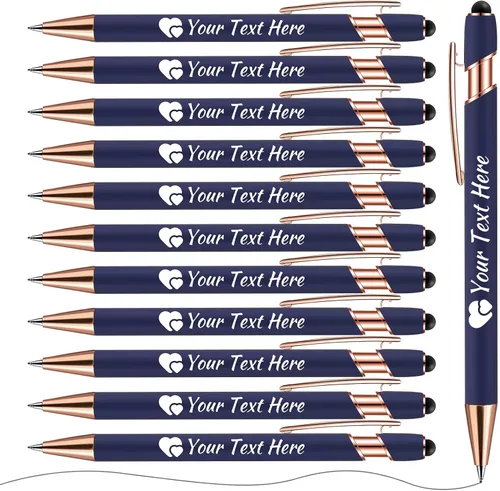 Vista 7 de Bolígrafos personalizados con lápiz capacitivo, bolígrafos con nombre impresos personalizados con tinta negra, impresos con tu logotipo o mensaje