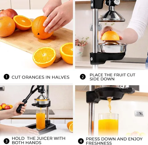 Vista 8 de Zulay Kitchen Puplerizer Exprimidor de hierro fundido 9 en 1, exprimidor manual de servicio pesado fácil de limpiar con accesorio prensatelas