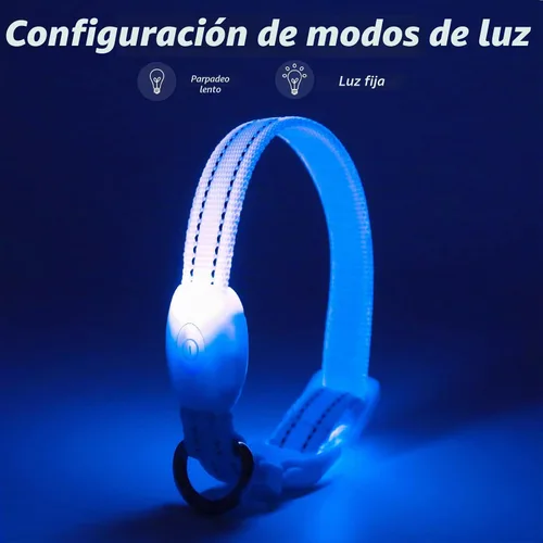 Vista 2 de Visinite Collares de perro iluminados para perros pequeños, collar de perro LED recargable con luz, collar de perro iluminado totalmente ajustable