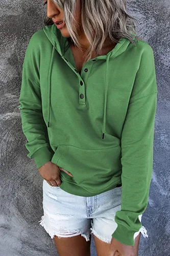 Vista 2 de NEYOUQE Sudaderas de moda para otoño e invierno con botones de cuarto para mujer, estilo casual, de moda, cuello redondo