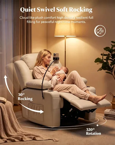 Vista 6 de Silla reclinable giratoria eléctrica con reposabrazos ajustables