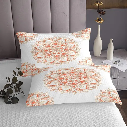 Vista 4 de Erosebridal Juego de colcha de mandala rosa tamaño individual para niñas y mujeres, juego de ropa de cama floral hippie juego de colcha estética