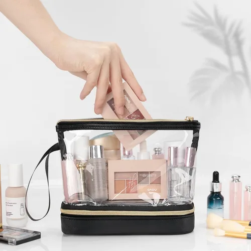 Vista 3 de Ethereal Bolsa de maquillaje de viaje, bolsa de cosméticos transparente, organizador de maquillaje, bolsa de aseo aprobada por la TSA, bolsa