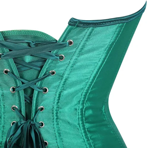 Vista 6 de Corset Tops for Women Satin Lace Up Corset Top Plus Size Gothic Corset Overbust