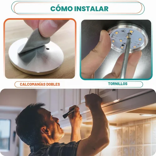 Vista 3 de Kit de iluminación de disco debajo del gabinete, iluminación de ambiente, control remoto LED RF inalámbrico regulable, enlazable en cadena