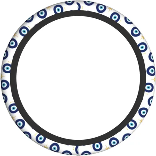 Vista 2 de Funda para volante MINIOZE de ojos malvados azules con luna mágica, accesorios para automóvil, linda para mujeres y niñas, universal de 15 pulgadas