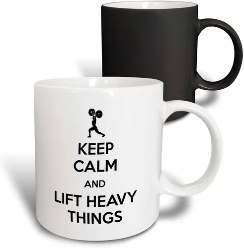 Vista 8 de 3dRose Keep Calm and Lift Heavy Things - Taza de 11 onzas, color negro