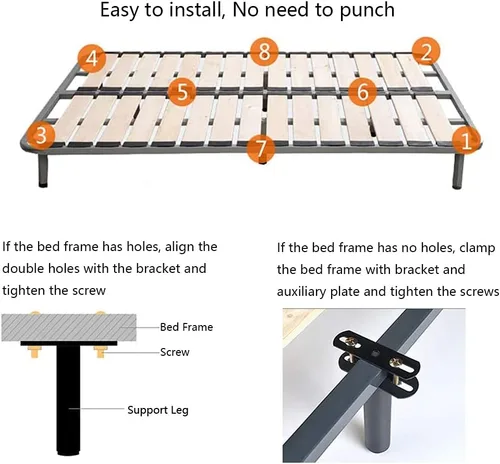 Vista 3 de Ironwork 2 patas de soporte central de metal de altura ajustable para marco de cama, muebles de sofá, soporte de pies de gabinete, resistente