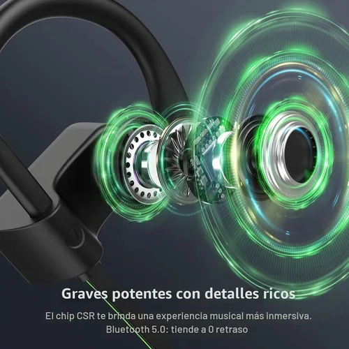 Vista 5 de Auriculares Bluetooth, Bluetooth 5.3 IPX7, impermeables, inalámbricos, deportivos, para gimnasio, 16 horas de reproducción, auriculares para correr